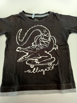 T-shirt Idexè 3/4a Bimbo Cm.104 Grigio Scuro Stampa Alligatore