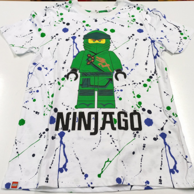 Maglietta Bianca Lego Ninjago Verde H&M 9/10 Anni  