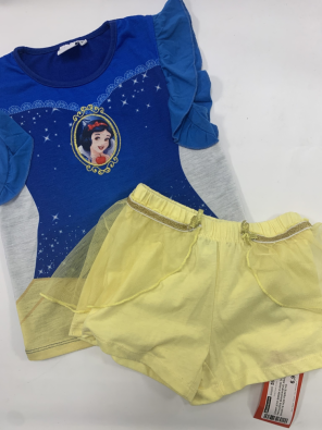 Completo Bimba 6 Anni Disney Princess Biancaneve Maglia + Shorts Non Perfetto  