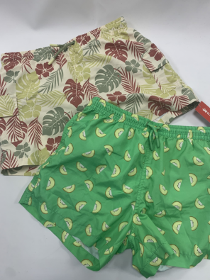 Coppia Costume Bimbo 9/10 Anni Zara Shorts Verde Con Kiwi + Verde Con Foglie  