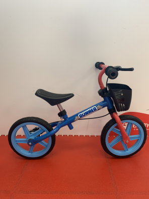 Bicicletta Balance Bike Senza Pedali Blu Con Cestino (dai 18 Mesi) Con Freno E Sella Regol  