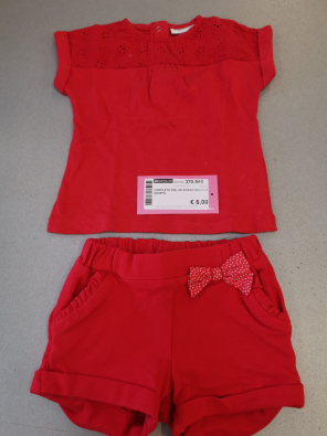Completo Girl 6M Rosso Maglia E Shorts  