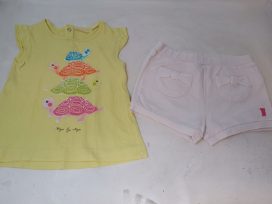 Completo Girl 12-18M Shorts Bianco Top Giallo   