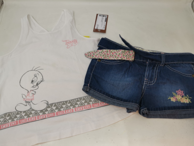 Completo Girl 6A Top Titti Shorts Jeans   