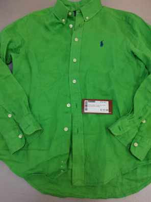 Camicia Boy 10-12A Lino Verde Polo Ralph Lauren   