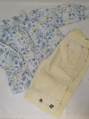 Completo Girl 15-18 M - 2 Pz Camicia Fiori E Pantalone Giallo   