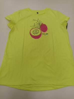 T-shirt Bimba 12 Anni Zeta Gialla Stampa Kiwi Rosa Glitter  