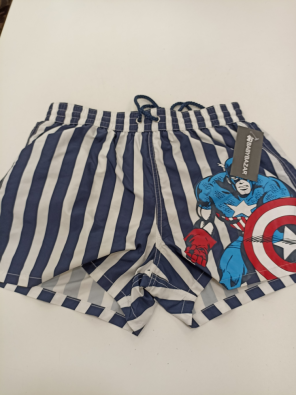 Costume Boxer Ragazzo Tg.XS Bianco E Blu Righe Capitan America  