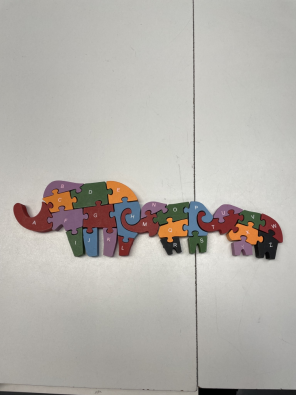 Puzzle Legno Numeri E Lettere Elefanti  