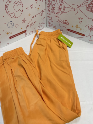 Pantaloni Lino Bimba 14a Arancio  