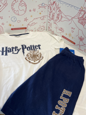 Pigiama Bimbo 9-10 A Harry Potter Bianco E Blu   