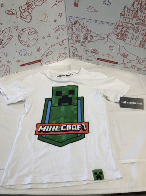 T Shirt Bimbo 8-9 A Minecraft Bianca   