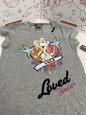  T Shirt Bimba 16 A ( S ) Pinko Grigia Lola Looney Tunes   