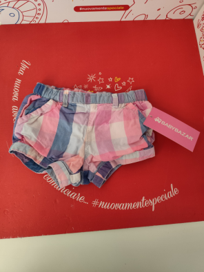 Pantaloncino Bimba Rosa Quadrettoni 3/6 Mesi Prenatal  