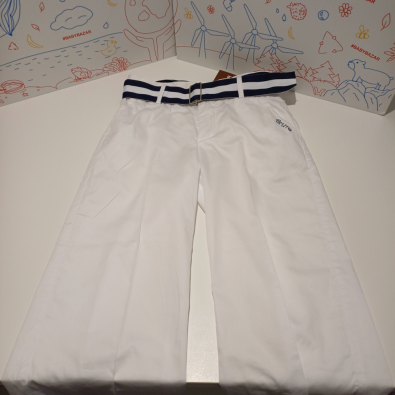 Pantalone Bimba 7 Anni Bianco Brums Con Cintura  