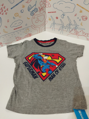 T-shirt Bimbo 98/104 Grigia Superman  
