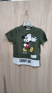 T-shirt Disney 4/5a M Verde Mickey Mouse Nuova Verde Militare  