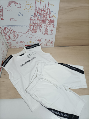Completo Armani 8a M Canotta E Shorts Bianco  