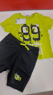 Completo Ido 18m M Verde Nero Shorts E T-shirt  