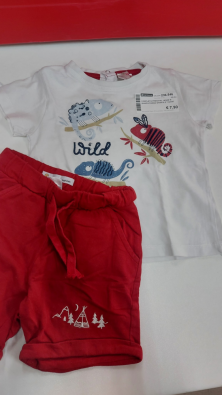 Completo Prenatal 18/24m M Bianco Rosso Shorts E T-shirt  