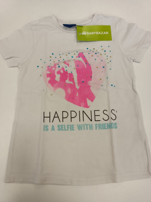 T-shirt Chicco 4a Bimba Cm.104 Bianco Stampa Happiness