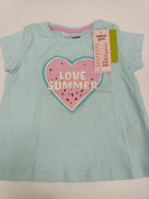 T-shirt Little Kids 3/4a Bimba Cm.104 Celeste Stampa Love