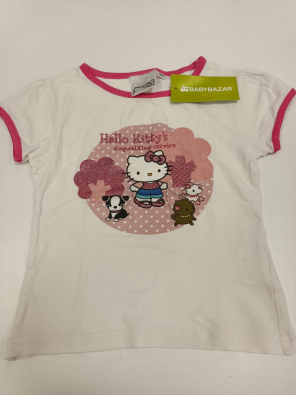 T-shirt Hello Kitty 4a Bimba Bianco Stampa Logo
