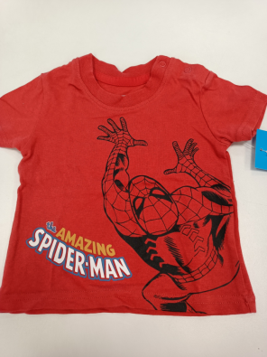T-shirt Disney Marvel 0/3m Bimbo Cm 62 Rossa Stampa Spiderman