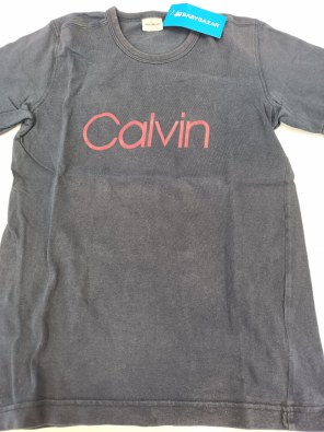 T-shirt Calvin Klein 10a Bimbo  Blu Stampa Logo Rosso