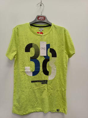 T-shirt OVS 12/13a Bimbo Cm.158 Giallo Fluo Stampa 38