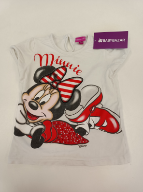T-shirt Disney 12m Bimba Bianco Stampa Minnie