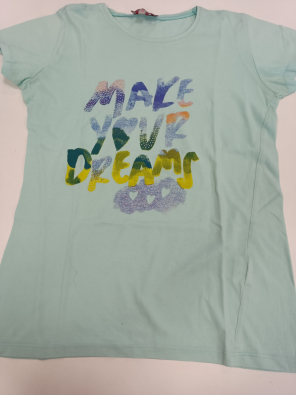 T-shirt Lisa Rose 12a Bimba Verde Acqua Stampa Make..