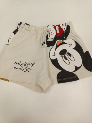 Pantaloncino Zara Disney 8a Bimba  Bianco Fant Mickey