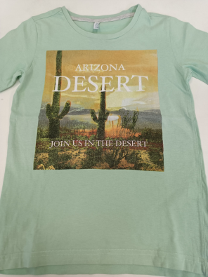 T-shirt Idexè 5/6a Bimbo Cm.116 Verde Acqua Stampa Desert