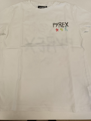 T-shirt Pyrex Taglia M (11/12) Bimbo Bianco Stampa Scritte