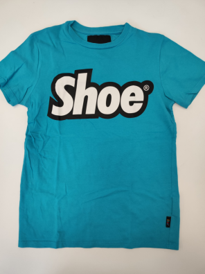T-shirt ShoeShine 11/12a Bimbo Turchese Stampa Logo