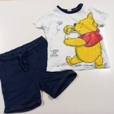 Completo Maglietta Panna Winnie The Pooh+panta Blu Oviesse 2/3 Anni  