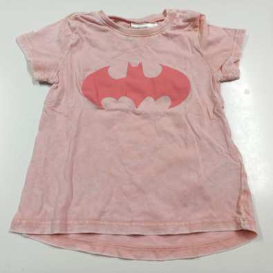 Maglietta Rosa Con Stampa Logo Batman 6/9 Mesi  