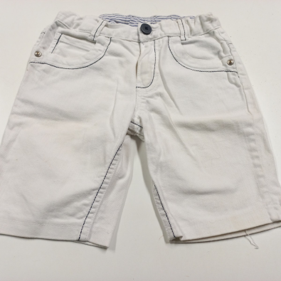 Pantalone Bermuda Jeans Bianco Cuciture Blu  Fagottino 3 Anni  