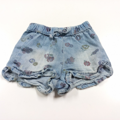 Pantalone Corto Jeans Sfumato Con Fiori  9/12 Mesi Prenatal  