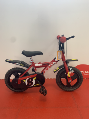 Bicicletta 12'' Dino Bikes Ruote Piene 1 Freno Nero Rosso Pari Al Nuovo  