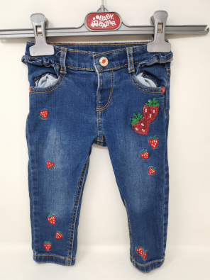 Pantalone Jeans Girl 9-12M Original M Fragole Paillettes  