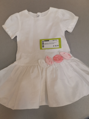 Cerimonia Vestito Girl 9M Le Bebè Bianco Fiori Rosa  