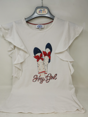 Maglia Girl 11-12A T Shirt Scarpe Con Fiocco   