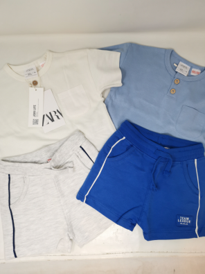 Completo Boy Zara 6/9 M Bermuda + T Shirt Celeste/bianca  