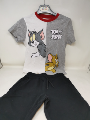 Com Pleto Boy Tom E Jerry 6/7 A T Shirt Grigia + Bermuda Nero   
