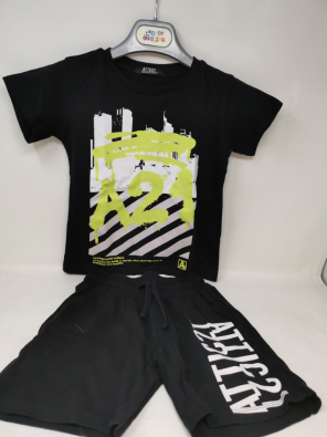Completo Boy Nero T Shirt + Bermuda 4 A  