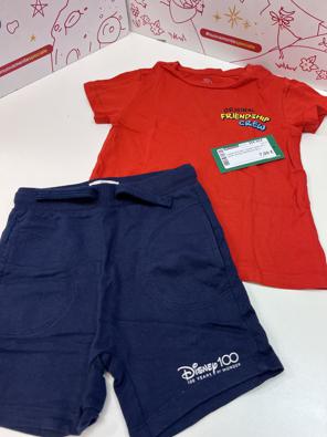 Completo Boy Disney 24/30 ,m T Shirt Rossa Bermuda Blu   