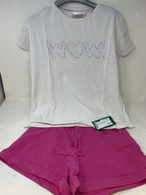 Completo Girl 13/14 A T Shirt Bianco Short Fucsia  