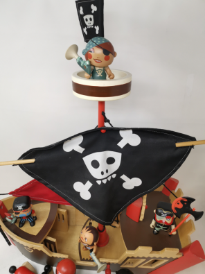 Gioco Legno Galleone Pirati Con Accessori   